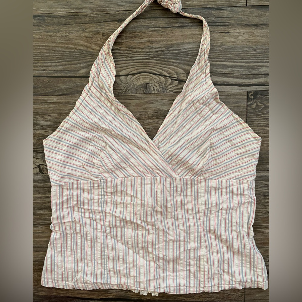 Rave Pink Tan Smocked Tie Front Tank Top